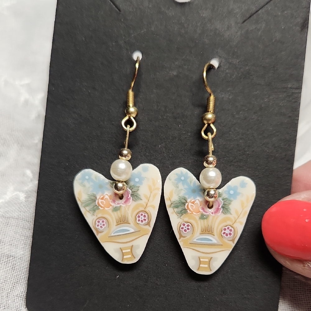 Floral Heart Drop Earrings